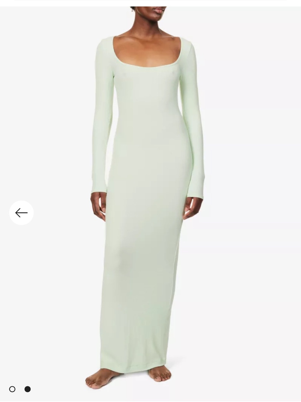 Skims Long Sleeve Scoop Neck Maxi Dress in Pale Green